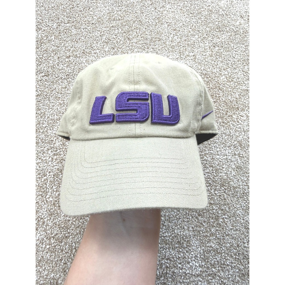 Nike Heritage86 LSU Tigers Hat Mens Khaki Tan Purple Dri-FIT Adjustable Cap